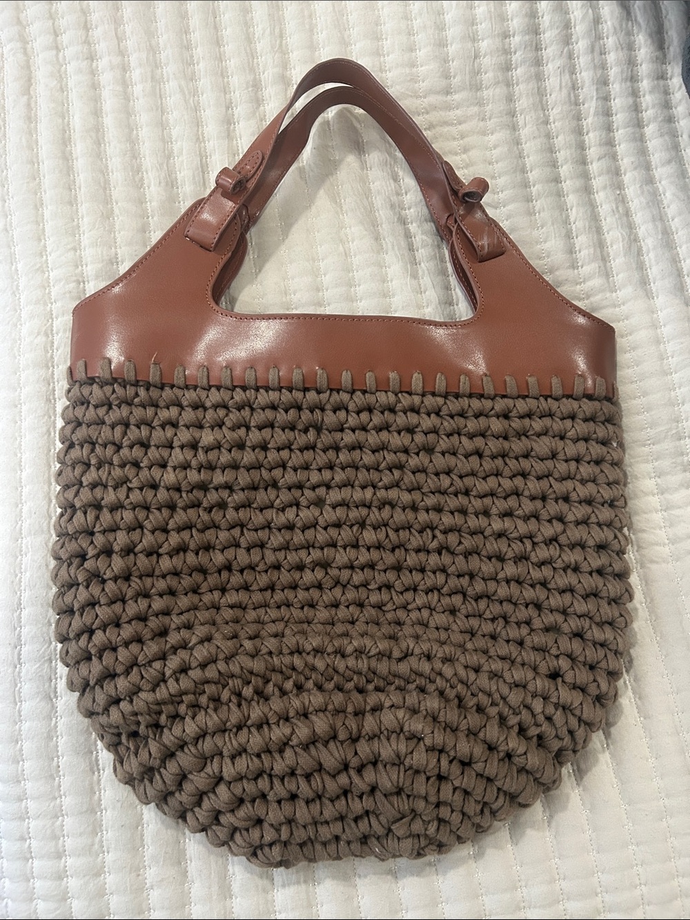 Free People Woven Bag in Olive Brown - Stylish Everyday Carry - Picture 2 of 9